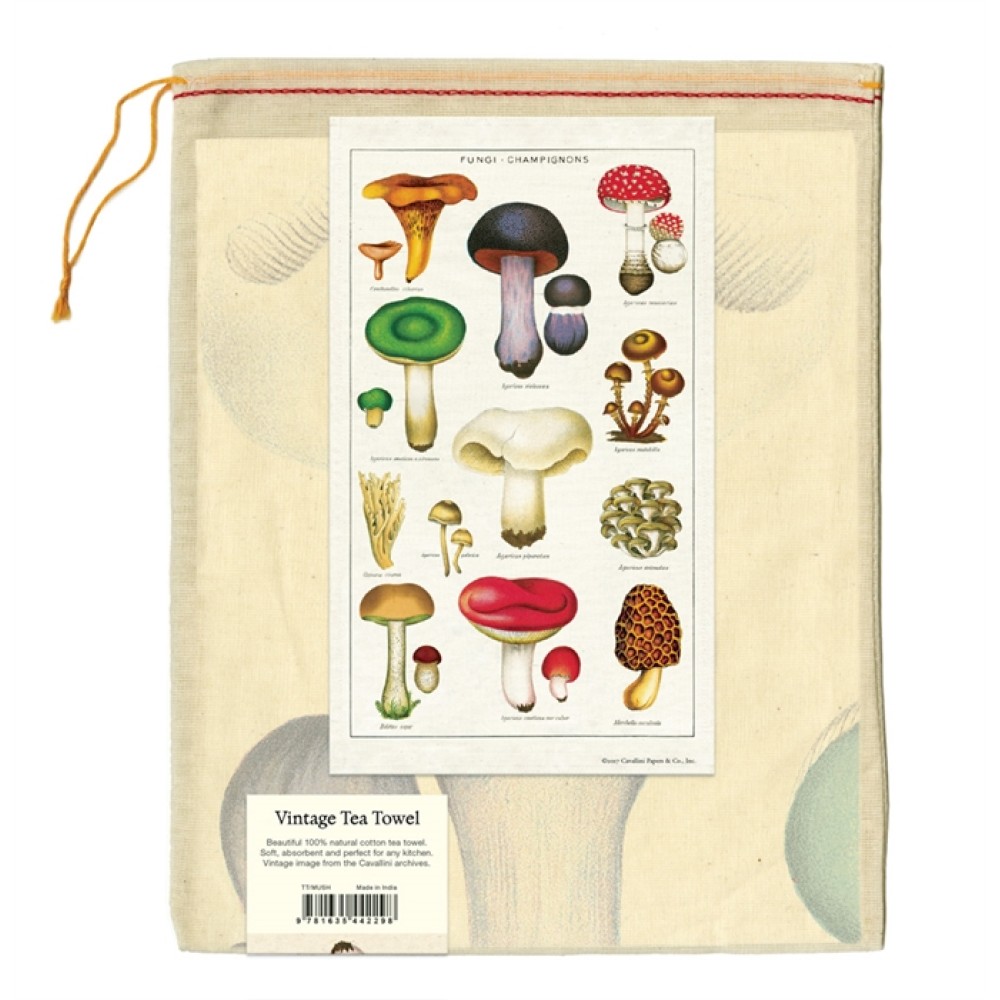 Mushrooms Vintage Tea Towel, Kökshandduk
